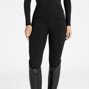 Leggings de equitación para mujer con logo personalizado, asiento de silicona, panel de malla, elásticos, pantalones de entrenamiento, diseño personalizado, carreras, OEM - Product Image 1