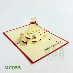 ANN HANDICRAFT Carte de vœux de Noël 3D pop-up en forme d'ours, faite à la main, imprimée en 4 couleurs, découpée au laser, durable, élégante, en papier, sur mesure - Product Image 4
