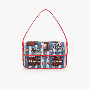 Sac à perles multicolores avec poignée, sac à main, sac décontracté, artisanat indien, fait main, sac baguette - Product Image 1