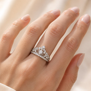 <b>Crown</b> Shape Silver <b>Crown</b>-Style Prong-Set Zircon <b>Ring</b> for Women - Product Image 5