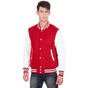 Chaqueta Varsity de Lana de Alta Calidad con Mangas de Cuero para Hombre, Logotipo Bordado Personalizado, Recubrimiento Delgado y Cálido - Product Image 2
