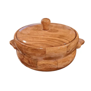 Exclusivo Calentador de Tortillas Moderno de Madera con Tapa de Acero Inoxidable, Contenedor para Pan, Soporte para Panqueques, Vajilla Ecológica, 20cm - Product Image 4