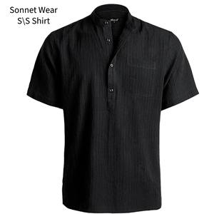 Chemise unie à manches courtes V Nick pour homme - Product Image 2