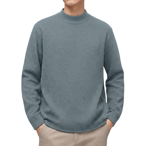 Pull à col roulé noir pour homme, tricoté, coupe classique, couleur unie, vêtement d'automne décontracté - Product Image 4