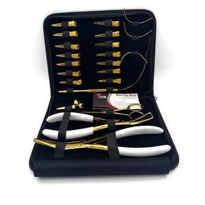 Kit de pinces pour extensions de cheveux en acier inoxydable plaqué or – Ensemble d'outils professionnels pour extensions de cheveux en gros avec logo personnalisé OEM - Product Image 2