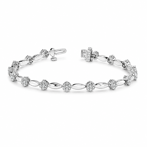 Pulsera de Diamantes Vintage en Oro Blanco de 14K |   Brazalete de Diamantes Brillantes Hecho en India de 7 Pulgadas |   Elegante Joyería para Mujer, Regalo de Compromiso - Product Image 1