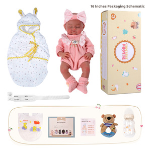 Muñecas Bebés <span class=keywords><strong>Reborn</strong></span> de Silicona Completa Liors de 16 Pulgadas, Niña Dormida con <span class=keywords><strong>Ojos</strong></span> <span class=keywords><strong>Cerrados</strong></span>, Realista, Afroamericana, OEM - Product Image 6
