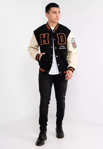 New Eco-Friendly Breathable Men's Varsity Jacket 100% Wool/Leather Shell Over-Sized Fit Low MOQ Solid Pattern - Product Image 3
