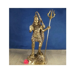 Statue de Dieu en laiton exquis, sculpture artisanale indienne pour la décoration religieuse de la maison, du temple, de la salle de prière et des cadeaux festifs - Product Image 2