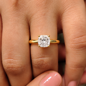Anillo de Compromiso Clásico con Diamante Corte Cojín, Oro Amarillo de 14K/18K, Anillo Solitario, Joyería Nupcial, Diseño Personalizado, Venta al Por Mayor - Product Image 2