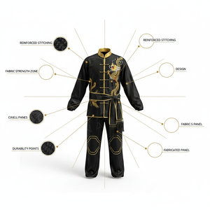 Uniforme de Artes Marciales de Kung Fu y Tai Chi Personalizado OEM ODM, Uniforme de Karate de Poliéster Suave con Bordado de Dragón Hecho a Mano - Product Image 2