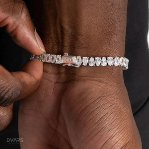 Bracelet tennis Dvars en moissanite et diamant, design goutte d'eau empilable, plaqué rhodium/or, argent sterling 925, luxe hip-hop - Product Image 2