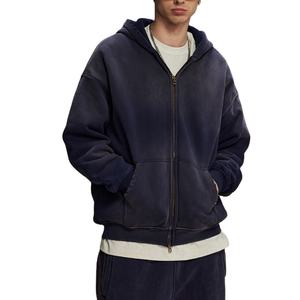 Hoodies unisexe épaissi Spray teint vieux Double tête mode hommes sweats à capuche lavage à l'acide lourd Zip Hoodie 2026 - Product Image 3