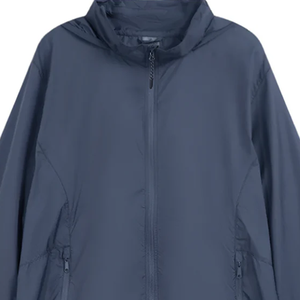 Veste de course à capuche ultra coupe-vent pour homme grande taille, épaisse, respirante, avec fermeture éclair, poignets élastiques, design pliable, bleue - Product Image 3