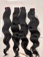 Rambut Manusia India Alami Bergelombang, Tebal di Ujung, Bebas Kusut, Remy Hair