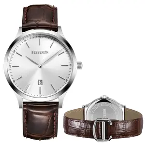 奢华意大利皮革表带新款带扣手表316L不锈钢汽车日期日本石英定制标志男士手表来样定做ODM