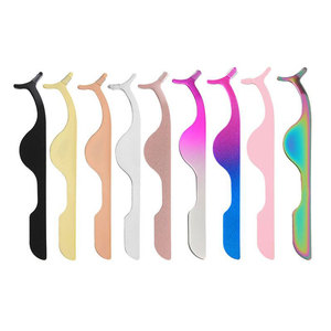 Juego de 3 Piezas para Extensión de Pestañas: Tijeras de Acero Inoxidable Arcoíris, Pinzas y Aplicador de Pestañas Postizas, con Estuche de Cuero PU Negro - Product Image 3