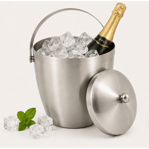 Double Wall Stainless Steel <b>Ice</b> Bucket with Lid and Handle Insulated Wine Chiller Bucket Portable Champagne <b>Cooler</b> Pail for Bar - Product Image 6