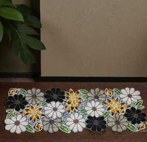 Ali Fashion Art <b>Black</b> Gold Embroidered Floral Table <b>Runner</b> Rectangle Fabric Mats Handmade Eco-Friendly Lightweight 5mm Thickness - Product Image 6