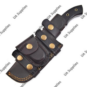 Couteau de chasse et de camping robuste multi-usage en acier Damas, à pointe clip, avec manche en Micarta et étui en cuir, pour le bricolage - Product Image 6