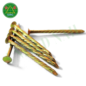Clavo de Acero Chapado en Amarillo con Cabeza a Cuadros y Cuerpo Roscado para Construcción |   Clavos sueltos con revestimiento amarillo - Product Image 1