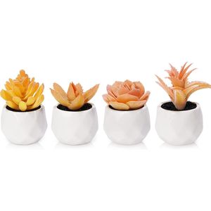 Macetas con Suculentas Artificiales Realistas Color Naranja, Pequeñas Plantas Artificiales para la Oficina en Casa o el Escritorio de Mujeres - Product Image 5