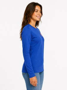 T-shirt à manches longues pour femmes de qualité supérieure, en coton personnalisé, col rond, fabricant en gros - Product Image 3