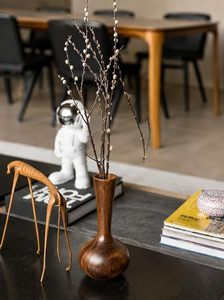 Vase à fleurs rond en bois fait main, brun rustique, décoratif, moderne, pour table, décoration d'intérieur, diamètre 8"-12" - Product Image 2