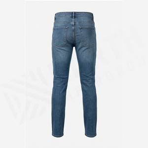 Jean en denim déchiré coupe droite pour homme, taille haute, coupe slim, en coton, délavé, style décontracté, idéal pour le printemps - Product Image 2