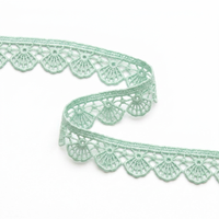 Dentelle Guipure GPO Fantaisie Écologique Vert Menthe 10mm, Vente Directe Usine, pour Robes de Bébé, Bordures de Vêtements, Artisanat et Couture Décorative