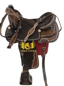 Barkat Overseas Custom Floral Double Toned Roper New Genuine Leather <b>Soft</b> Natural Leather Durable Western Horse Saddle Gel - Product Image 3