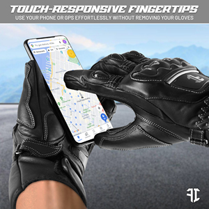 Guantes de Motociclismo Unisex de Cuero con Protección Completa, Transpirables, con Pantalla Táctil y Cierre de Gancho y Bucle para Uso Deportivo en Exteriores y Gimnasio - Personalizables - Product Image 3