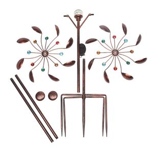 Girandola Cinetica a Sfera di Vetro a Energia Solare a Doppia Direzione con Illuminazione LED, Sculture Eoliche per Patio, Ornamenti Decorativi da Giardino in PC - Product Image 6