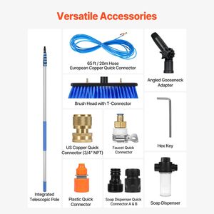 Kit Asta Estensibile per Pulizia Pannelli Solari da 36FT con Spazzola Rotante a 180 Gradi, Tubo da 65.6FT e Zaino per Alimentazione ad Acqua - Product Image 6