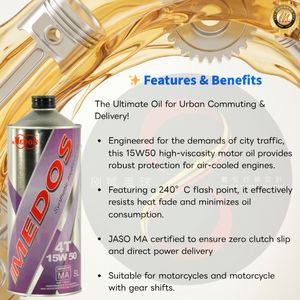 MEDOS Authorized Dealer Exclusive Oil 15W50 MA 1L Synthetic Special Professional Motorcycle Oil - Product Image 3