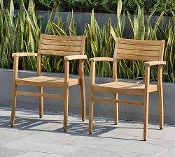 Table ovale en teck pour extérieur avec ensemble de chaises de salle à manger empilables en teck pour usage extérieur - Product Image 3