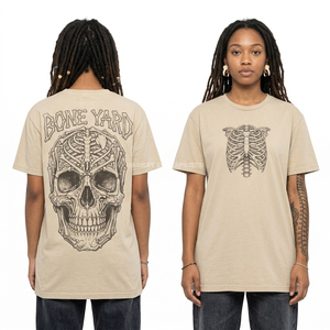 Camiseta de algodón pesado 240GSM gris vintage con gráfico de calavera y gusano personalizado para mujer, venta al por mayor, fabricante de ropa urbana - Product Image 6