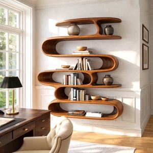 Estantería Moderna de Madera con Curvas Orgánicas y Estantes Fluidos para una Biblioteca Artística en el Hogar o un Elegante Adorno para la Sala de Estar - Product Image 6