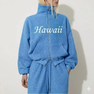 Womens Vibrant Blue Hawaii Graphic Zip Up Sweatshirt And <b>Jogger</b> Set Premium Heavyweight Fleece Oversized Two Piece Loungewear Ou - Product Image 1