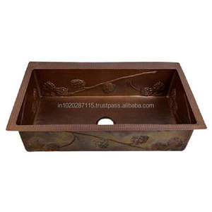 Fregadero de cocina de cobre con frente profundo que proporciona comodidad al lavar utensilios de cocina grandes con facilidad y comodidad para las tareas diarias. - Product Image 5