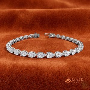 สร้อยข้อมือเทนนิสประดับมอยซาไนต์ทรงลูกแพร์เงิน 925 สำหรับผู้หญิง เครื่องประดับแฟชั่นหรูหราสไตล์เบเวอร์ลี่ฮิลส์ ดีไซน์หรูหรา - Product Image 4