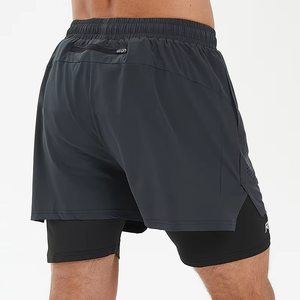 กางเกงวิ่งผู้ชายแบบ 2 in 1 พร้อมซับในแบบรัดรูป กางเกงออกกำลังกายสองชั้นสำหรับการฝึกซ้อมและฟิตเนส - Product Image 5