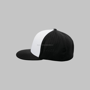 Algodón puro 3D bordado letra dos tonos bordado Logo personalizado Suade ajustado gorras de béisbol - Product Image 6