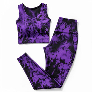 Conjunto de yoga para mujer, leggings deportivos de cintura alta, ropa deportiva elástica y transpirable - Product Image 1