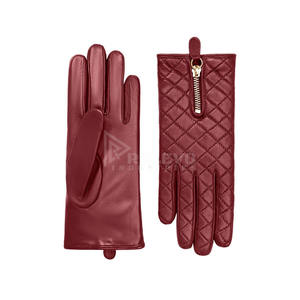 Gants en cuir pour femmes, gants de conduite chauds d'hiver doublés de polaire, compatibles avec les écrans tactiles, accessoires de mode pour l'extérieur - Product Image 5
