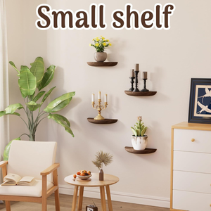 Estante de Pared Semicircular de Madera Tallada a Mano, Decoración Flotante de Madera Sólida para Sala de Estar y Salón - Product Image 4