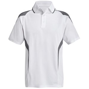 Chemise à manches courtes blanche pour homme avec motif gris contrastant, style décontracté, séchage rapide, tissu tricoté 100% polyester, coupe classique - Product Image 1