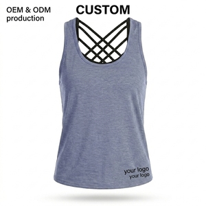 Top deportivo personalizado para mujer con espalda cruzada y aberturas, transpirable, de punto, con sujetador incorporado y atado en la espalda, con logotipo OEM ODM - Product Image 3