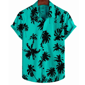 Men Floral <b>Hawaiian</b> Shirts Casual Button-Up Beach Wear <b>Tops</b> Anti-Wrinkle Sublimation Printed Breathable Quick Dry Eco-Friendly - Product Image 1