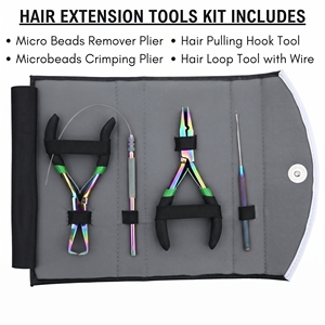 Kit d'outils professionnels pour extensions de cheveux à micro-perles : Pince à sertir, Extracteur de perles, Applicateur à boucle - Product Image 2